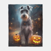Couverture Polaire Schnauzer d'Halloween avec la peur Citrouille (Devant)