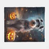 Couverture Polaire Schnauzer d'Halloween avec la peur Citrouille (Devant (Horizontal))
