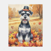 Couverture Polaire Schnauzer En Automne Laisse L'Art Thanksgiving (Devant)