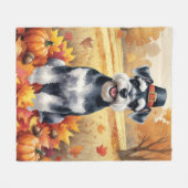 Couverture Polaire Schnauzer En Automne Laisse L'Art Thanksgiving (Devant (Horizontal))