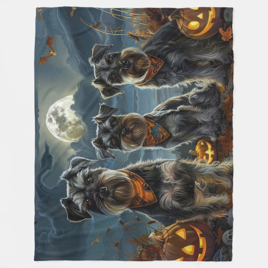 Couverture Polaire Schnauzer Halloween Éffrayant (Devant)