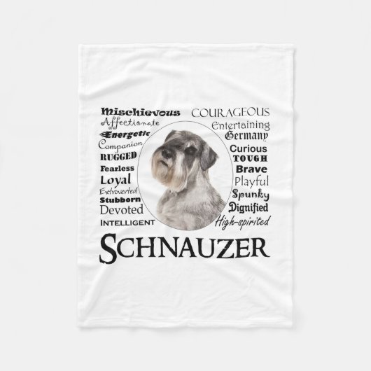 Couverture Polaire Schnauzer Traits Fleece Blanche (Devant)