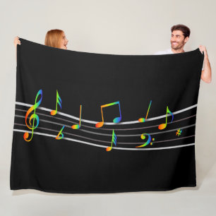 Couverture Polaire score de notes musicales de l'arc-en-ciel 3D sur