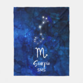 Couverture Polaire Scorpio Zodiac Constellation Bleu Galaxie Monogram (Devant)