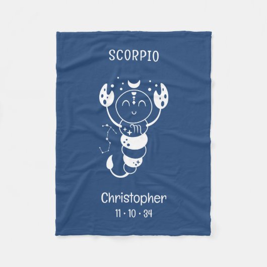 Couverture Polaire Scorpio Zodiac Star Nom Birthdate Bébé Bleu Bébé (Devant)