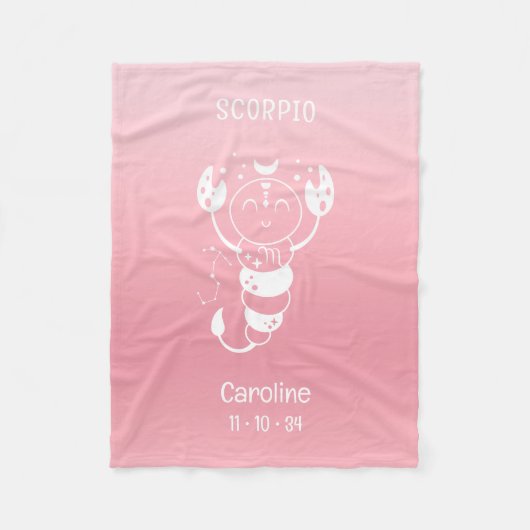 Couverture Polaire Scorpio Zodiac Star Nom Birthdate Pink Baby (Devant)