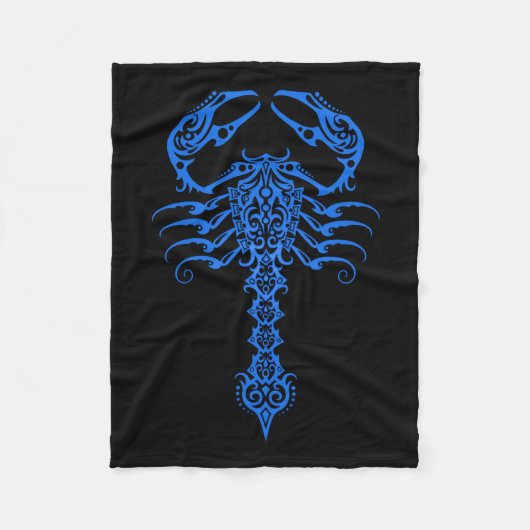 Couverture Polaire Scorpion tribal bleu complexe (Devant)