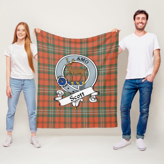 Couverture Polaire Scott Ancien Clan Badge Tartan Plaid (En situation)