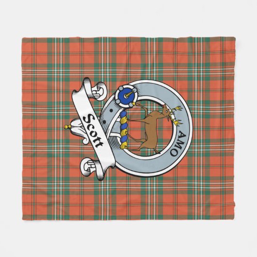 Couverture Polaire Scott Ancien Clan Badge Tartan Plaid (Devant (Horizontal))