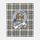 Couverture Polaire Scott Black - Blanc Ancien Clan Badge Tartan Plai (Devant)