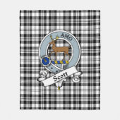 Couverture Polaire Scott Black - Blanc Moderne Clan Badge Tartan Plai (Devant)