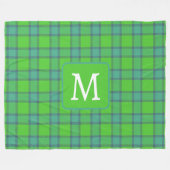 Couverture Polaire Scottish green &blue Plaid monogram (Devant (Horizontal))