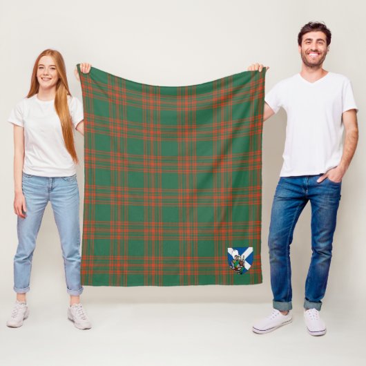Couverture Polaire Scotts Menzies Green Ancient Tartan Plaid (En situation)