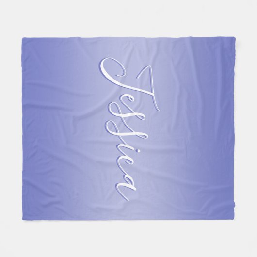 Couverture Polaire Script cursif modifiable | Violet blanc et violet (Devant (Horizontal))