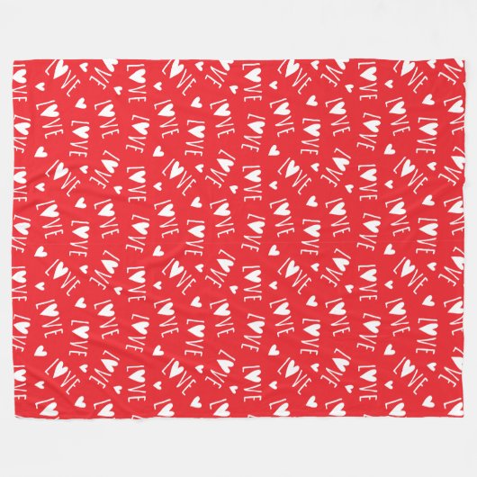 Couverture Polaire Script d'amour rouge et blanc (Devant (Horizontal))
