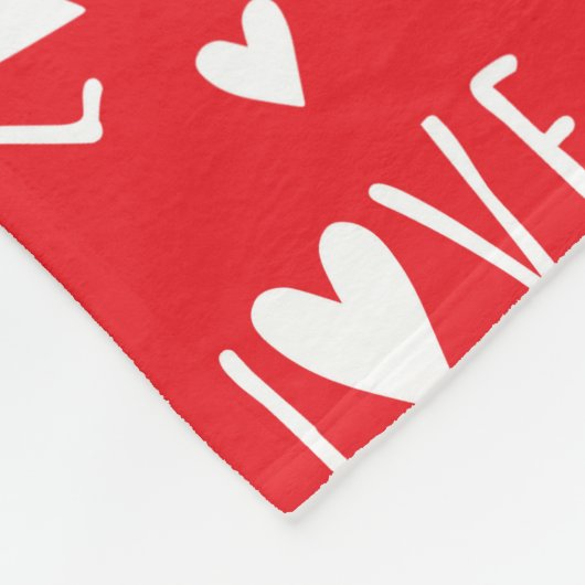 Couverture Polaire Script d'amour rouge et blanc (Coin)