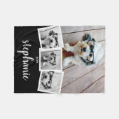 Couverture Polaire Script de collage de 4 photos tendance Nom Blanc N (Devant (Horizontal))