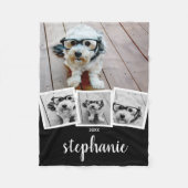 Couverture Polaire Script de collage de 4 photos tendance Nom Blanc N (Devant)