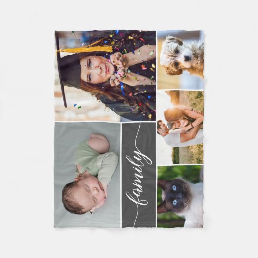 Couverture Polaire Script de famille Collage photo multiple (Devant)