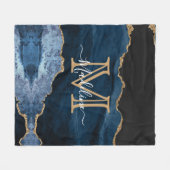 Couverture Polaire Script de Monogramme noir bleu marine (Devant (Horizontal))