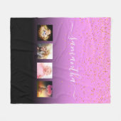 Couverture Polaire Script de nom de collage noir violet rose (Devant (Horizontal))