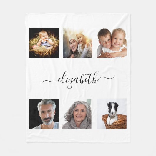 Couverture Polaire Script de nom de collage photo blanc (Devant)