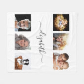 Couverture Polaire Script de nom de collage photo blanc (Devant (Horizontal))