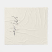 Couverture Polaire Script de nom de monogramme moderne crème (Devant (Horizontal))