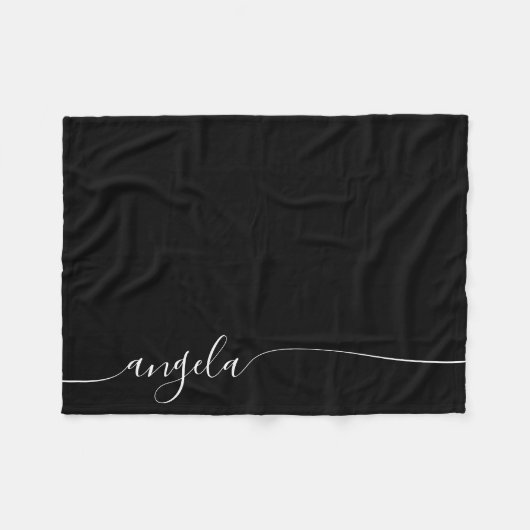 Couverture Polaire Script de signature élégant noir et blanc (Devant (Horizontal))