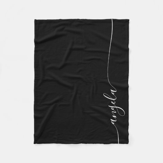 Couverture Polaire Script de signature élégant noir et blanc (Devant)