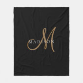 Couverture Polaire Script élégant de monogramme noir et or (Devant)