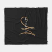 Couverture Polaire Script élégant de monogramme noir et or (Devant (Horizontal))