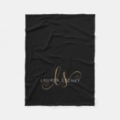 Couverture Polaire Script féminin Black Gold moderne Monogramme (Devant)