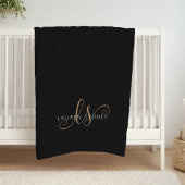 Couverture Polaire Script féminin Black Gold moderne Monogramme