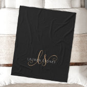 Couverture Polaire Script féminin Black Gold moderne Monogramme