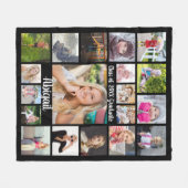 Couverture Polaire Script manuscrit 19 Photo Collage Diplômé Noir (Devant (Horizontal))