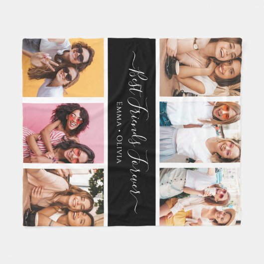 Couverture Polaire Script manuscrit Best Friends with Names 6-Photo (Devant (Horizontal))