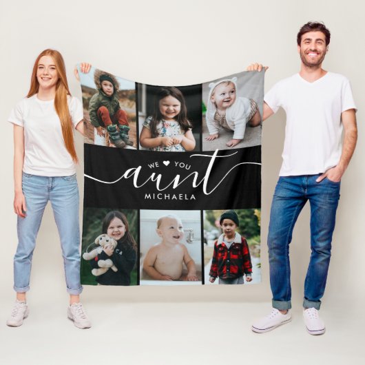 Couverture Polaire Script manuscrit Love You Tante (Nom) 6-Photo (En situation)