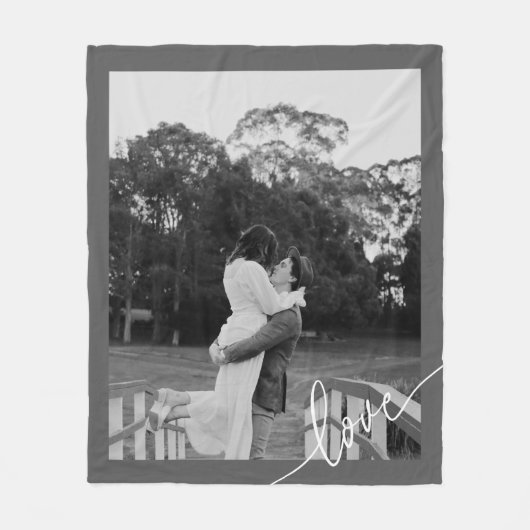 Couverture Polaire Script minimal noir et blanc photo en couple (Devant)