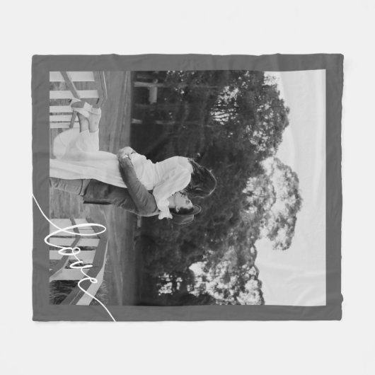 Couverture Polaire Script minimal noir et blanc photo en couple (Devant (Horizontal))