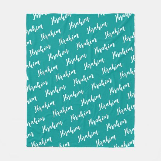 Couverture Polaire Script moderne Deep Turquoise Personnalisé Nom Rép (Devant)
