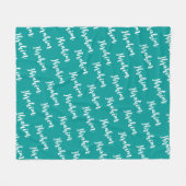 Couverture Polaire Script moderne Deep Turquoise Personnalisé Nom Rép (Devant (Horizontal))