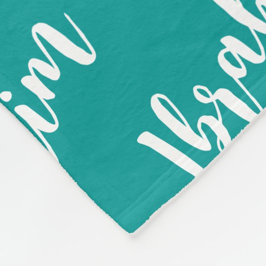 Couverture Polaire Script moderne Deep Turquoise Personnalisé Nom Rép (Coin)