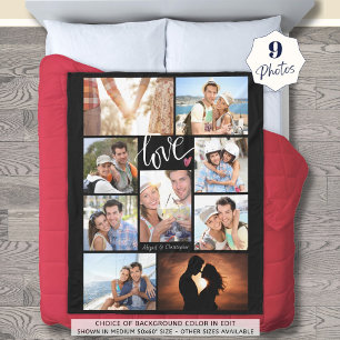 Couverture Polaire Script moderne LOVE Heart Photo Collage Personnali
