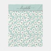 Couverture Polaire Script Monogramme Boho vert blanc gris floral (Devant)