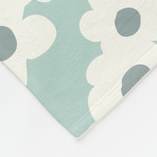 Couverture Polaire Script Monogramme Boho vert blanc gris floral (Coin)