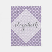 Couverture Polaire Script Motif Pastel Purple Grey Quatrefoil Nom (Devant)