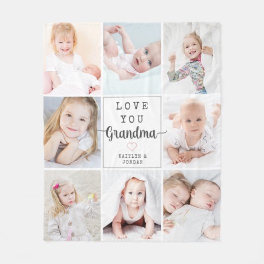 Couverture Polaire Script personnalisé Aimez-vous Grand-mère 8 Photo (Devant)