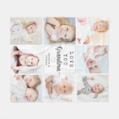 Couverture Polaire Script personnalisé Aimez-vous Grand-mère 8 Photo (Devant (Horizontal))