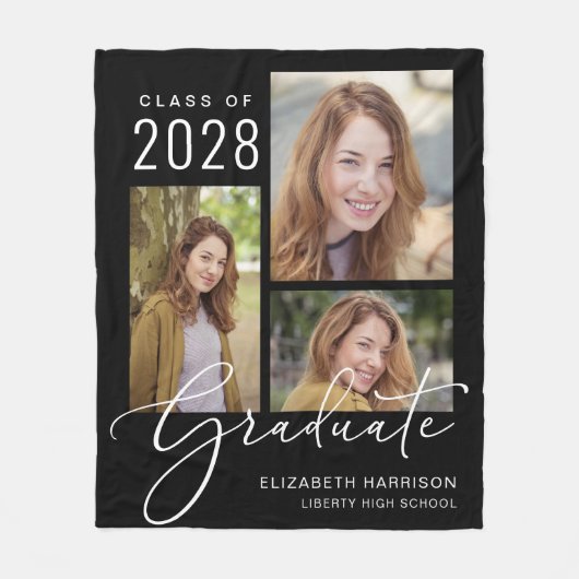 Couverture Polaire Script photo Graduation noire (Devant)